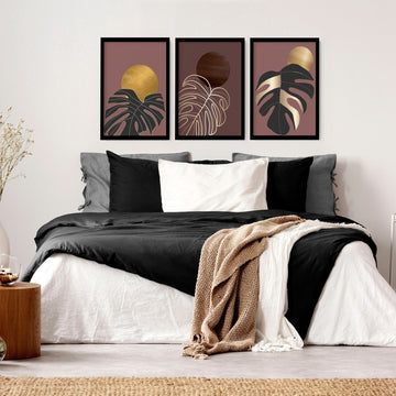 Earth toned bedroom wall prints | set of 3 wall art prints