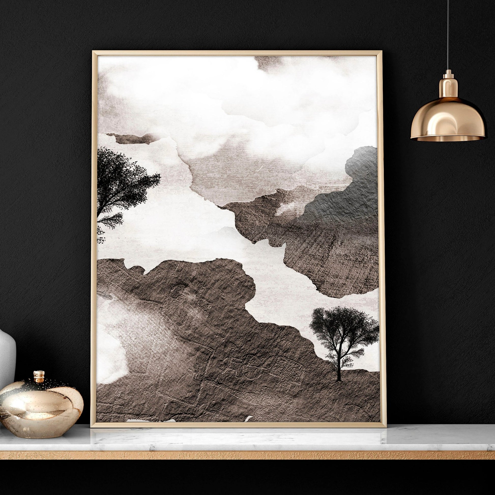 Earth toned living room pictures for the walls | set of 3 art prints - About Wall Art
