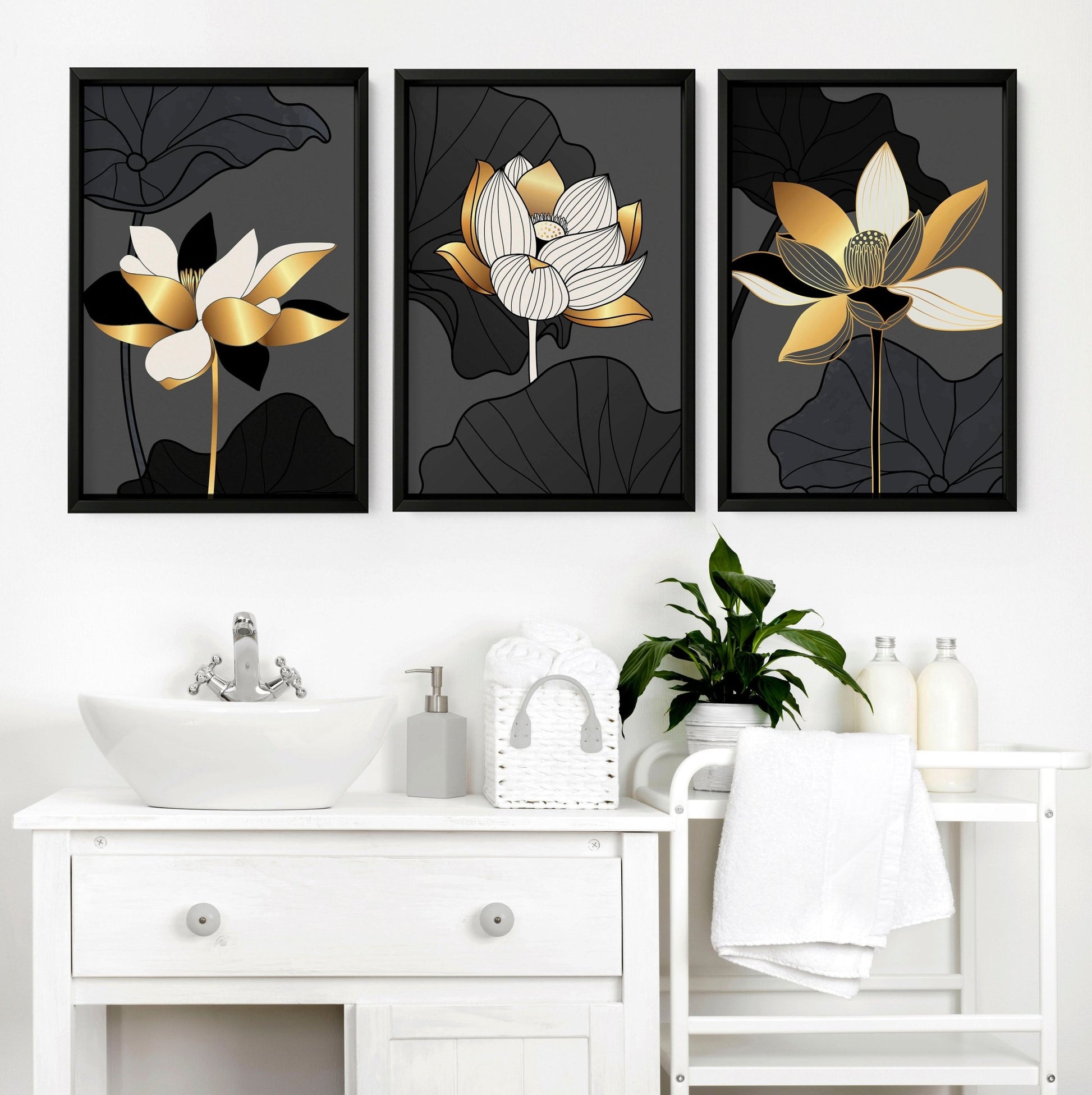 Eclectic Floral wall art for the bathroom | set of 3 wall art - About Wall Art