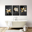 Bathroom decor black and Gold | set of 3 framed wall art