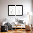 Faces Line art drawings for living room | Set of 2 wall art prints