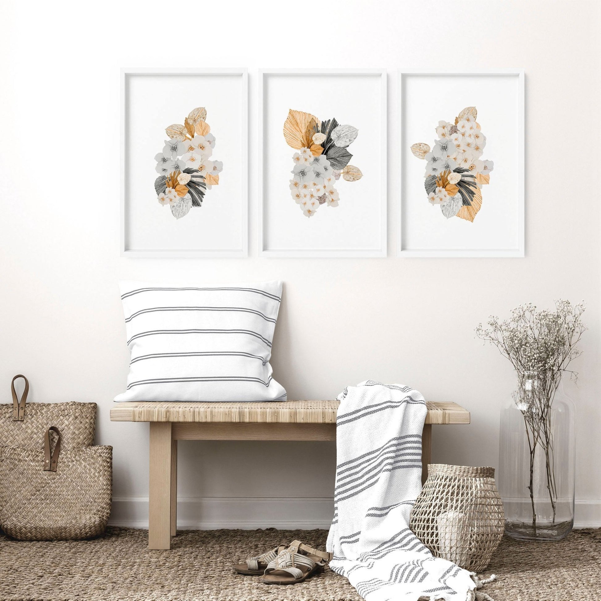 Botanical illustration wall decor | set of 3 wall art prints