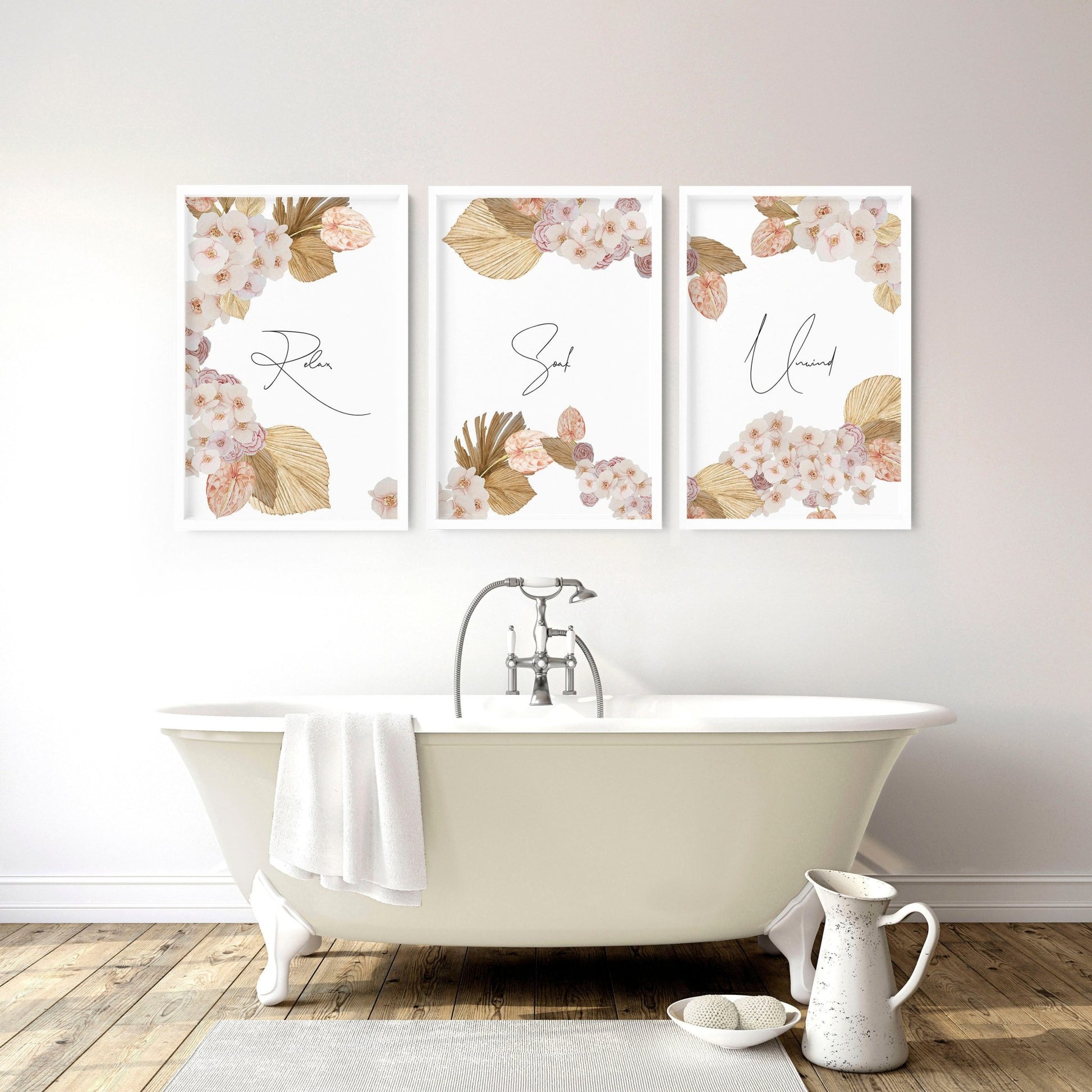 Bathroom wall decor art | Set of 3 wall art