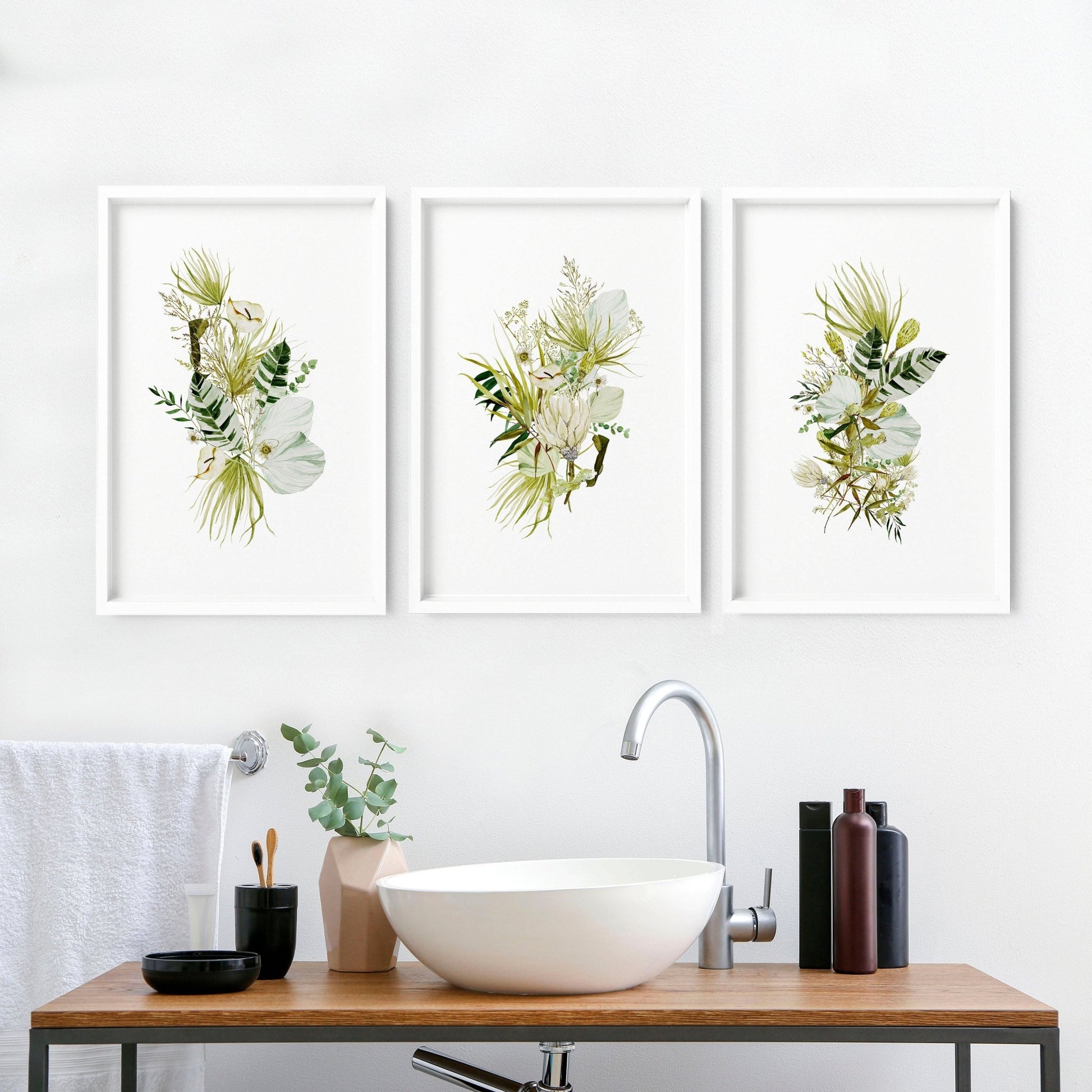 Farmhouse prints for a bathroom | set of 3 wall art - About Wall Art