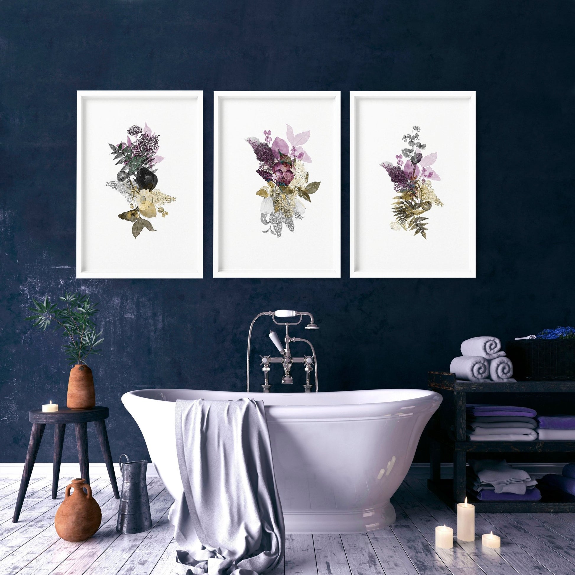 Wall pictures for bathrooms | set of 3 Farmhouse wall prints