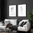 Feminine Line drawings art for living room | Set of 2 wall art prints