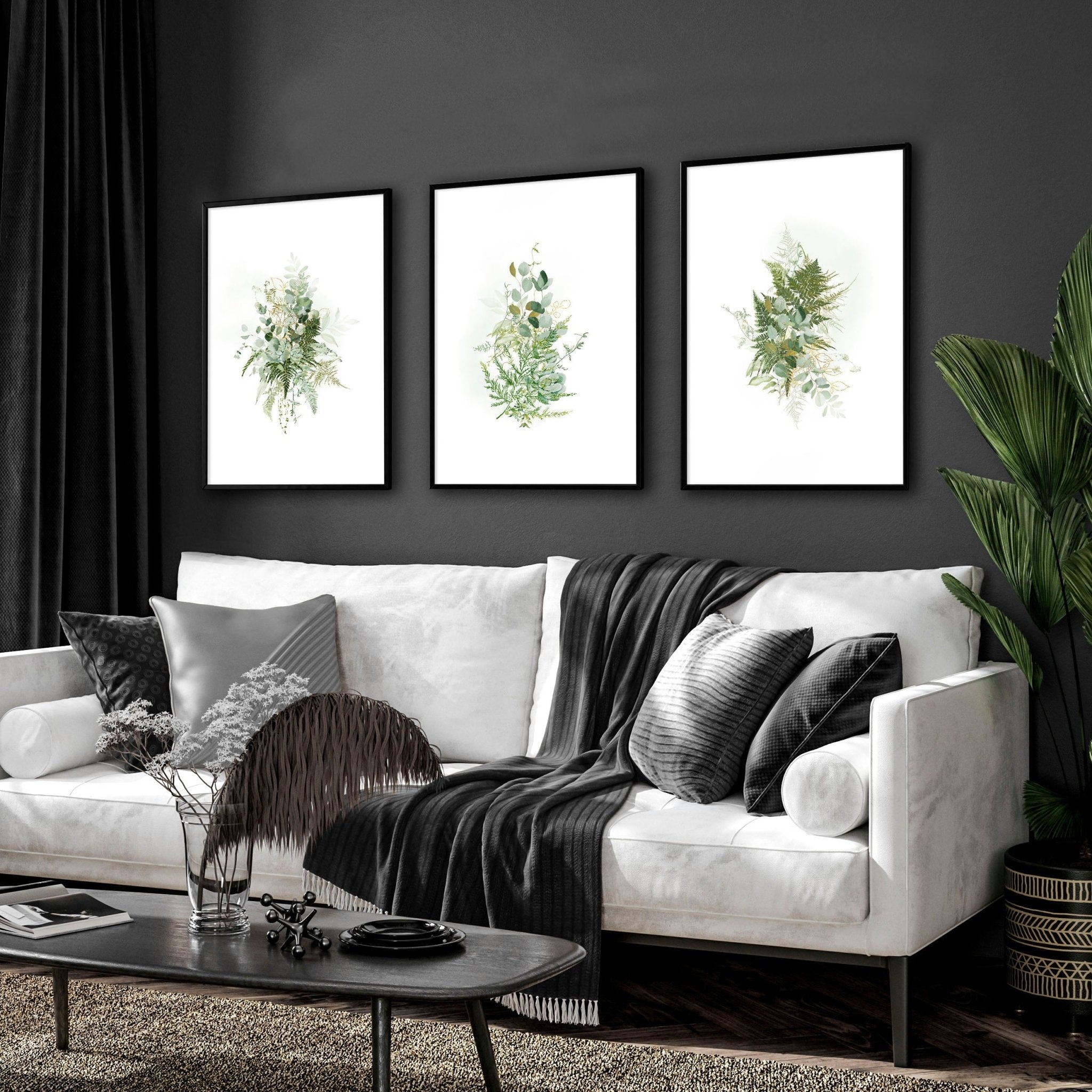 Fern Wall Art prints | set of 3 wall art prints for living room