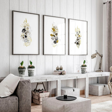 Set of 3 floral living room wall pictures