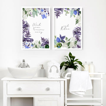 Arte floral de pared para baños | conjunto de 2 impresiones de arte de pared 