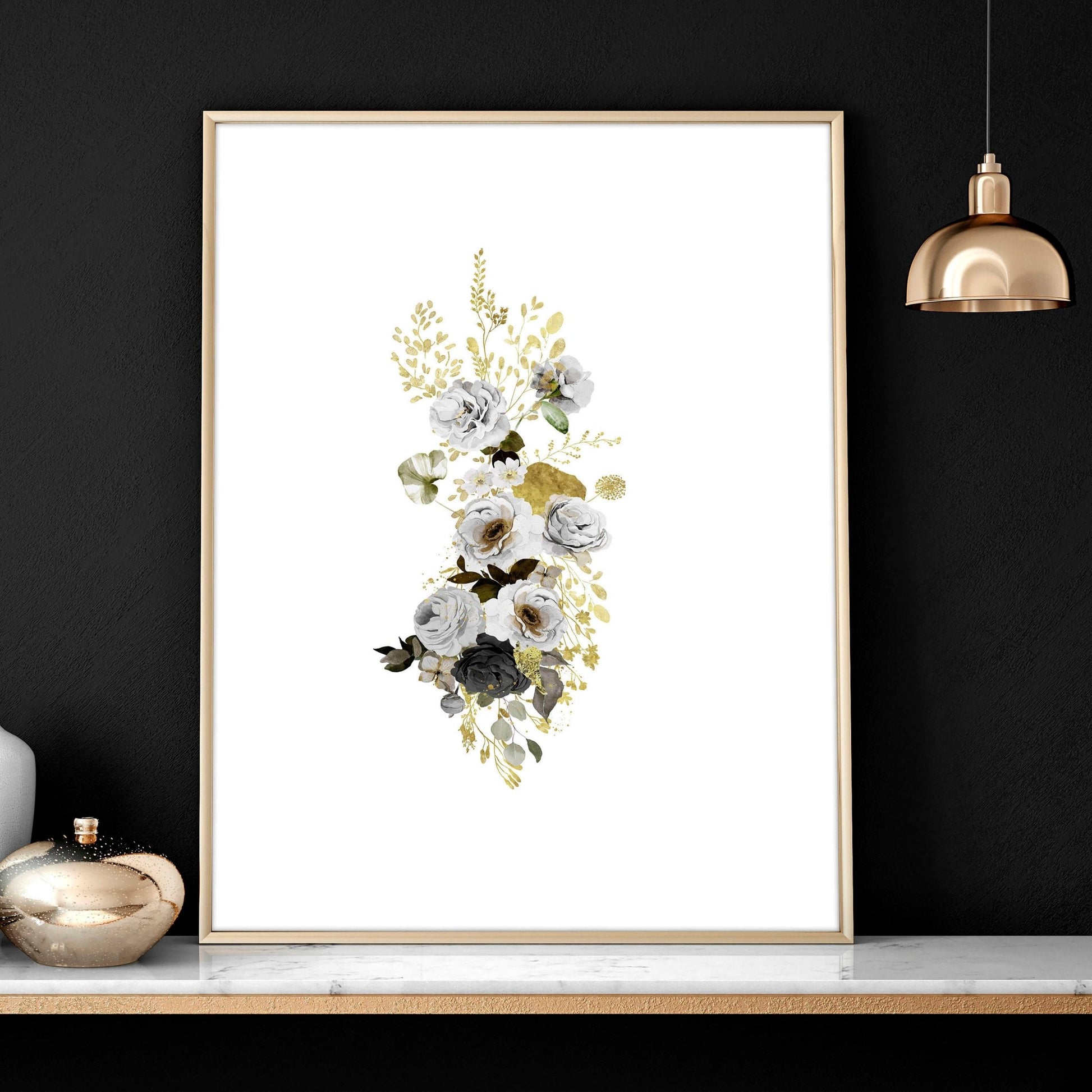 Floral wall art for large living room wall | set of 3 wall art prints