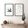 Hallway art ideas | Set of 2 Flying birds wall art prints