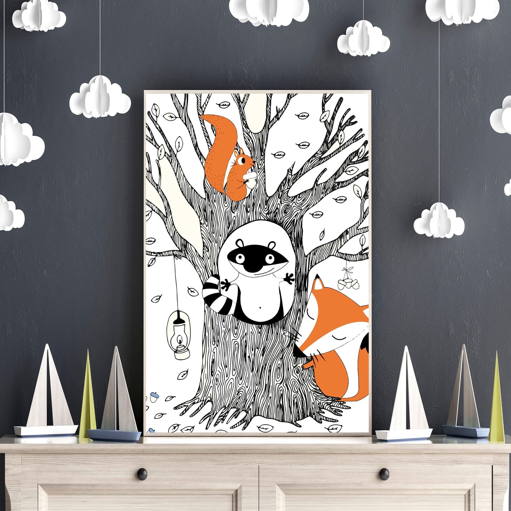 Fox prints for Woodland Nursery wall decor | set of 3 wall art prints