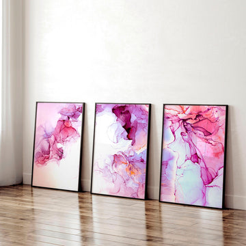 Art prints abstract | set of 3 wall art for home office decor