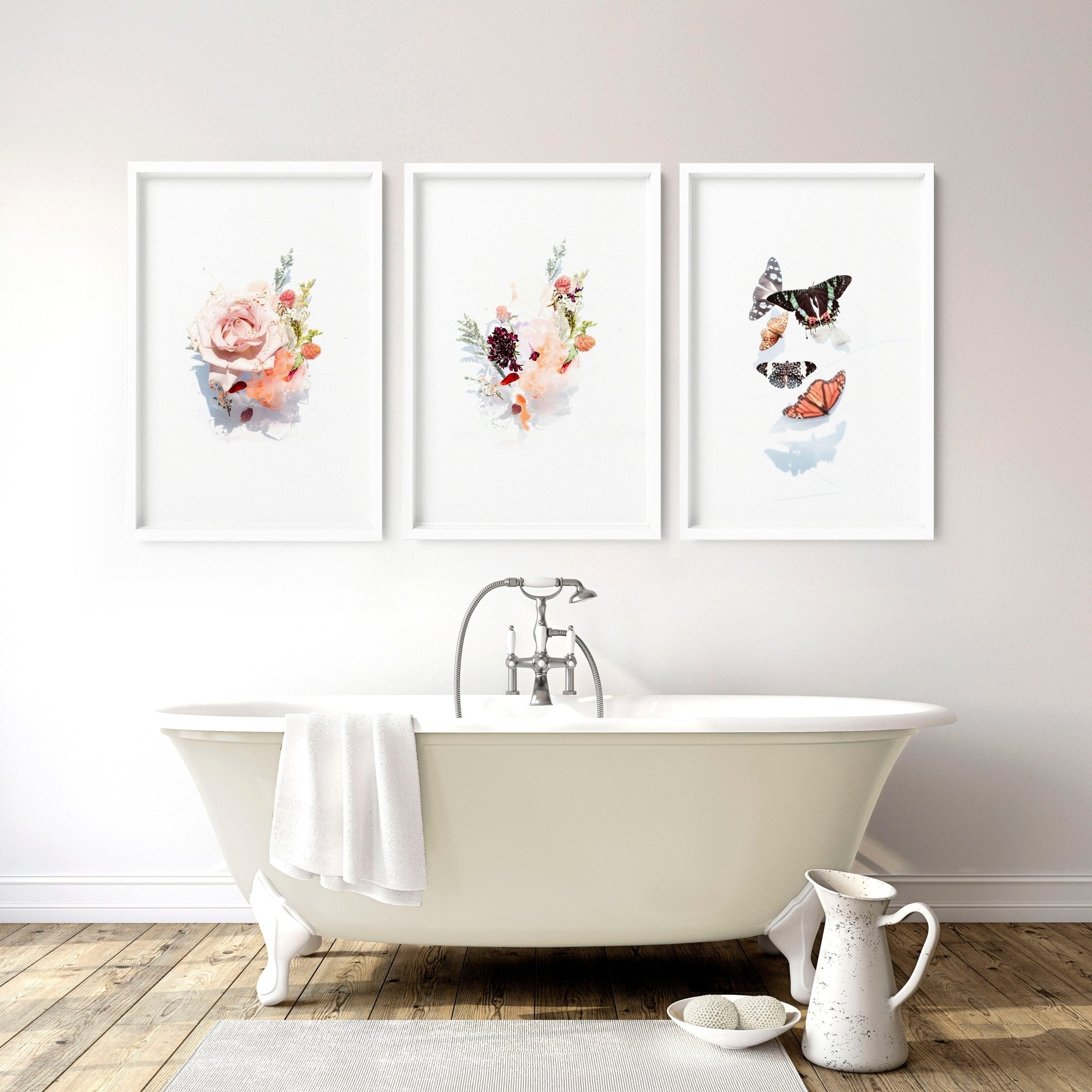 Framed pictures for bathroom | set of 3 wall art prints - About Wall Art