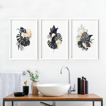 Framed pictures for the bathroom | set of 3 Tropical wall prints