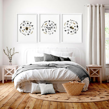 Arte de pared de campo francés para dormitorio | conjunto de 3 impresiones de arte de pared