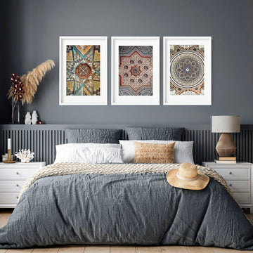 Geometric patterns in Islamic art | set of 3 prints for bedroom walls