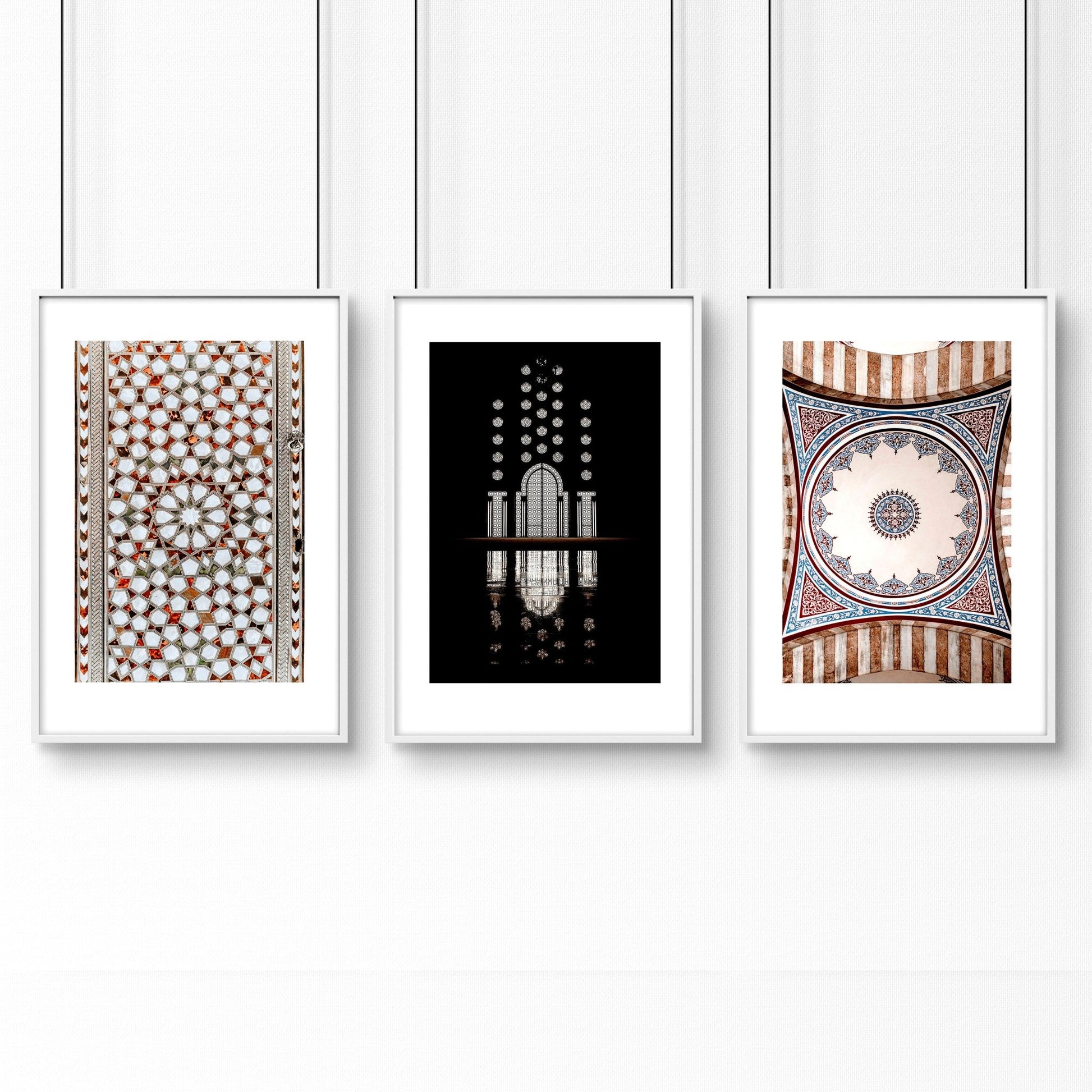 Geometry Islamic Art prints for bedroom | set of 3 wall art prints