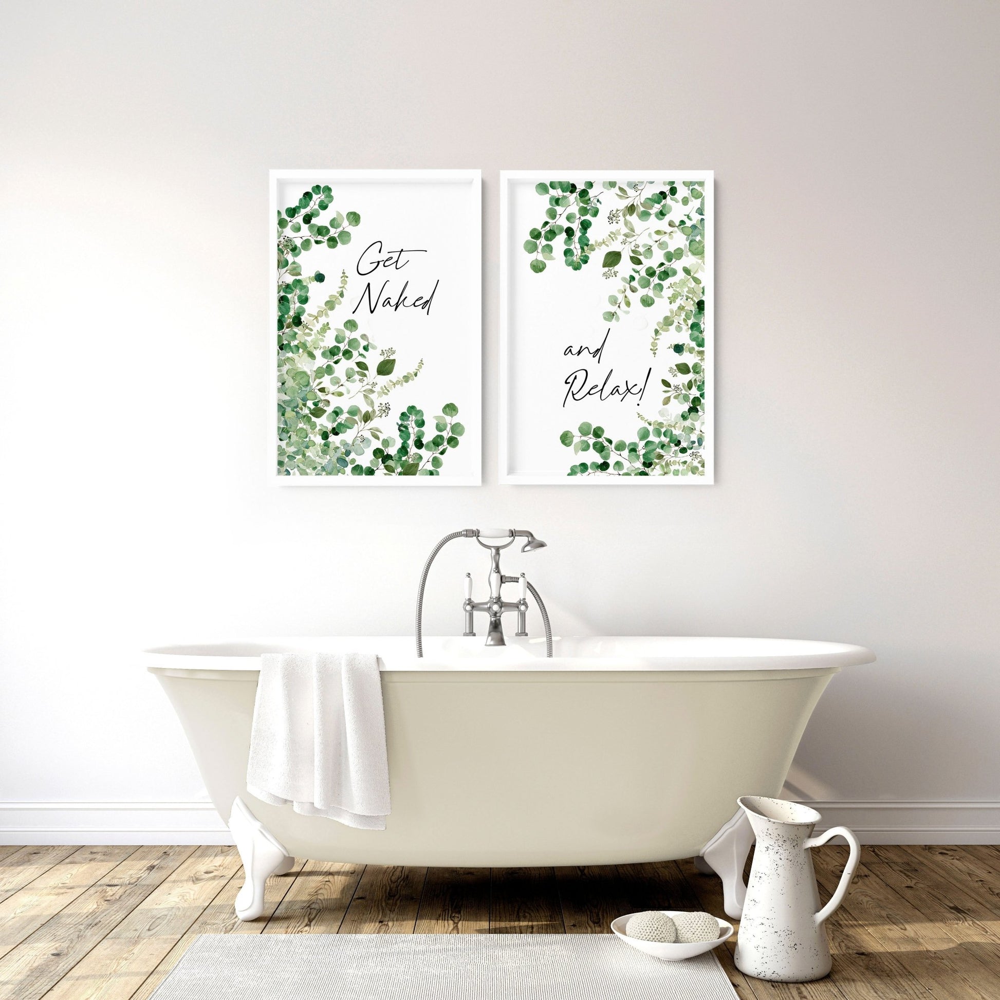 Framed picture for bathroom | Set of 2 wall art prints