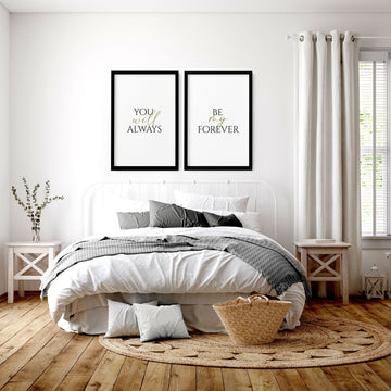 First anniversary gift for couple | set of 2 wall art prints for Bedroom