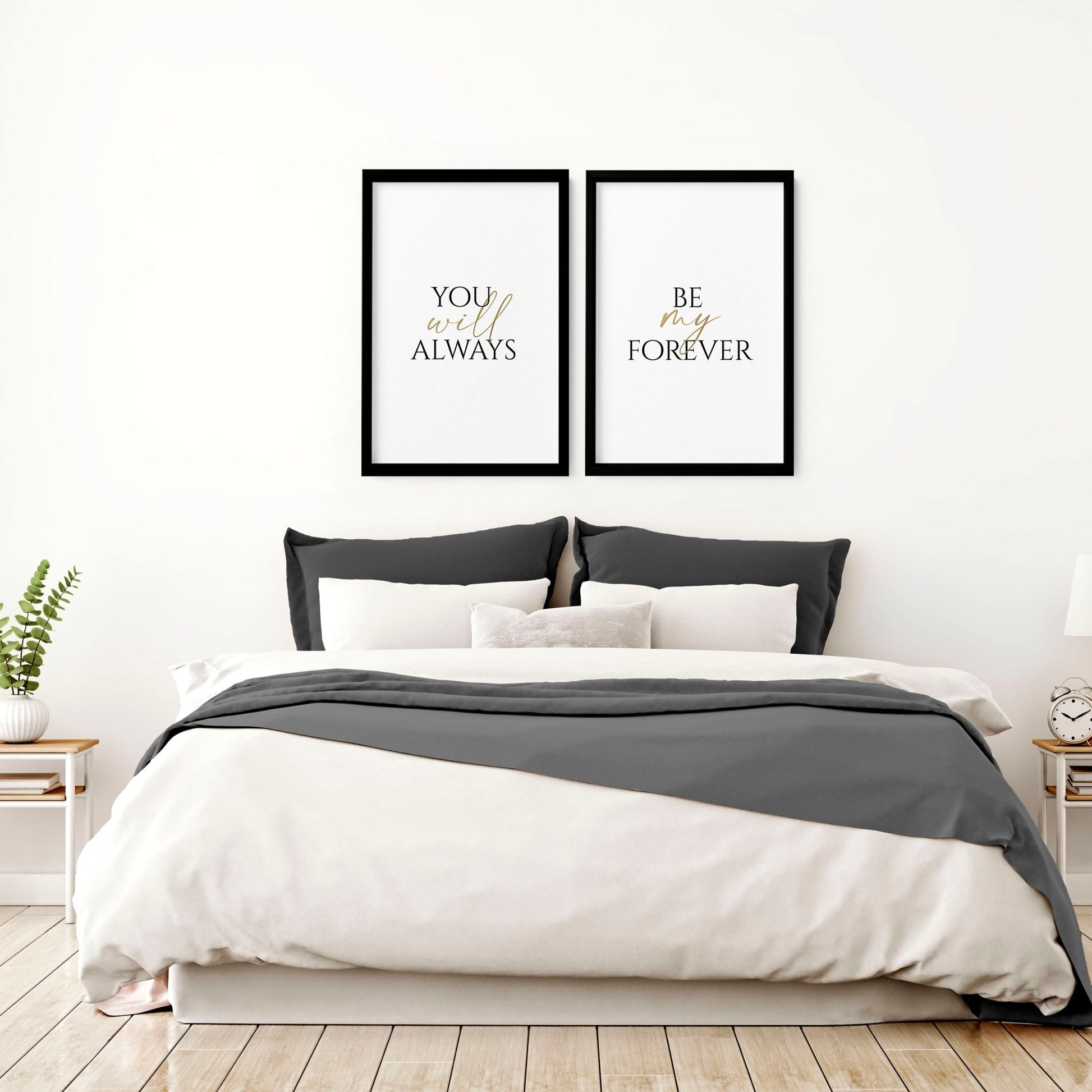 Gift idea for couples anniversary | set of 2 wall art prints for Bedroom - About Wall Art