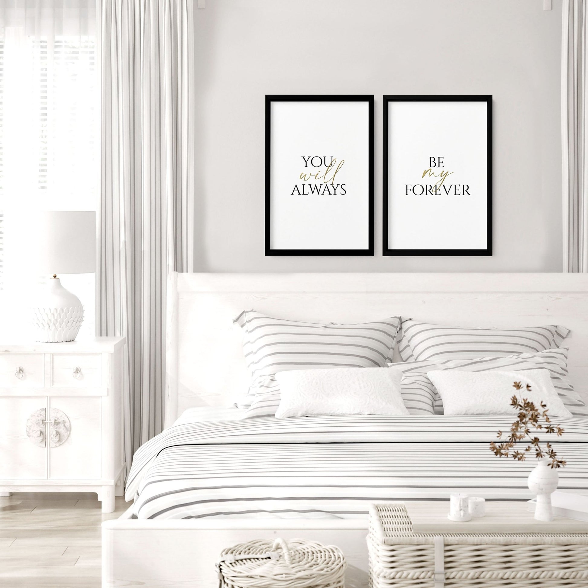 Gift idea for couples anniversary | set of 2 wall art prints for Bedroom - About Wall Art