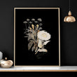 Gold Floral Bedroom wall art | set of 3 wall art prints