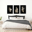 Gold Floral Bedroom wall art | set of 3 wall art prints