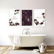 Golden Floral wall art prints | set of 3 bathroom art prints - About Wall Art
