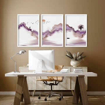 Paintings for office walls | set of 3 Japanese wall art