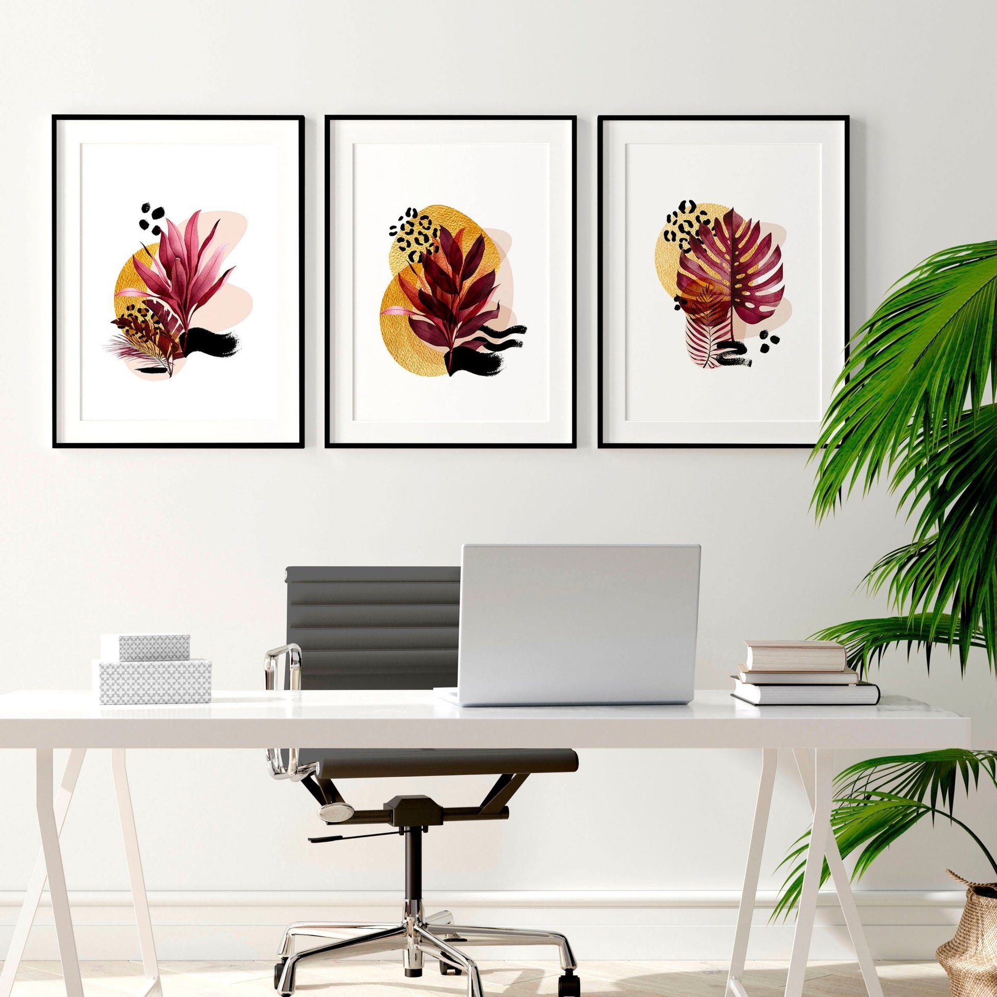 Home office decor ideas for her | set of 3 framed wall art