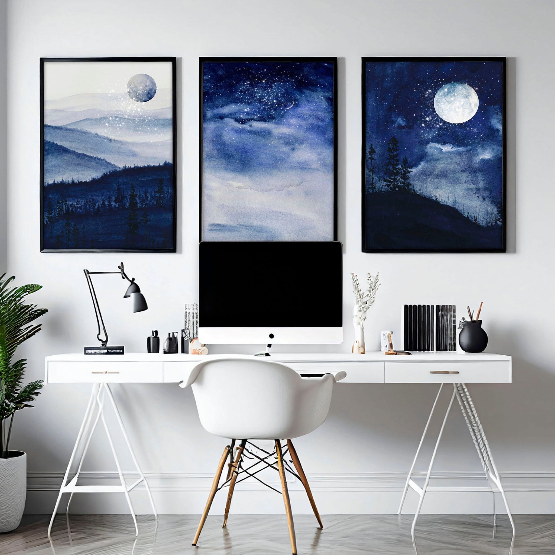 Home office decor ideas for him | set of 3 wall art prints - About Wall Art