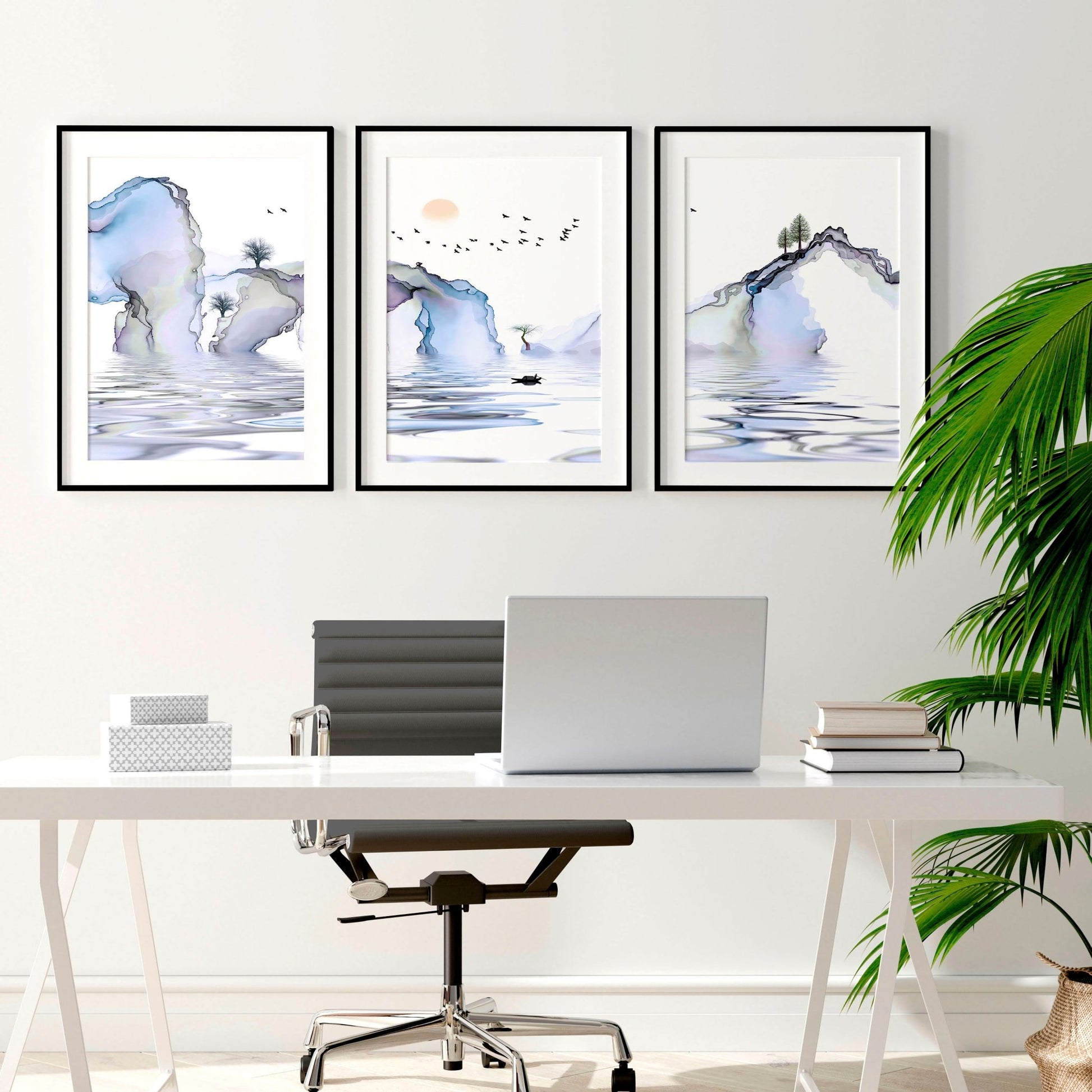 Designer painting for wall | set of 3 wall art prints for office - About Wall Art