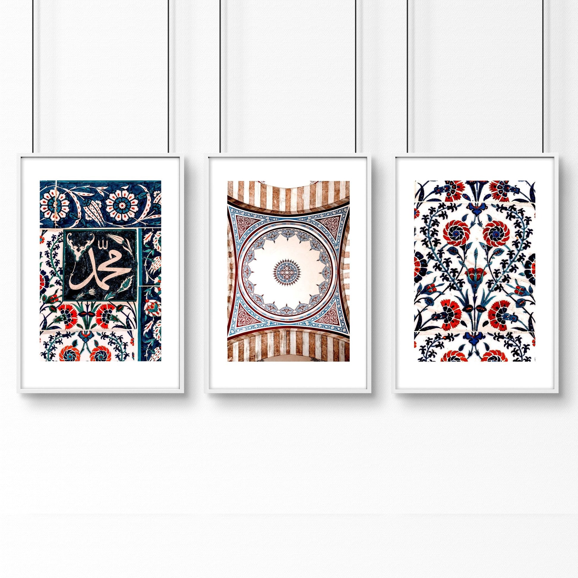Islamic mosaic wall art | set of 3 pictures for hallway