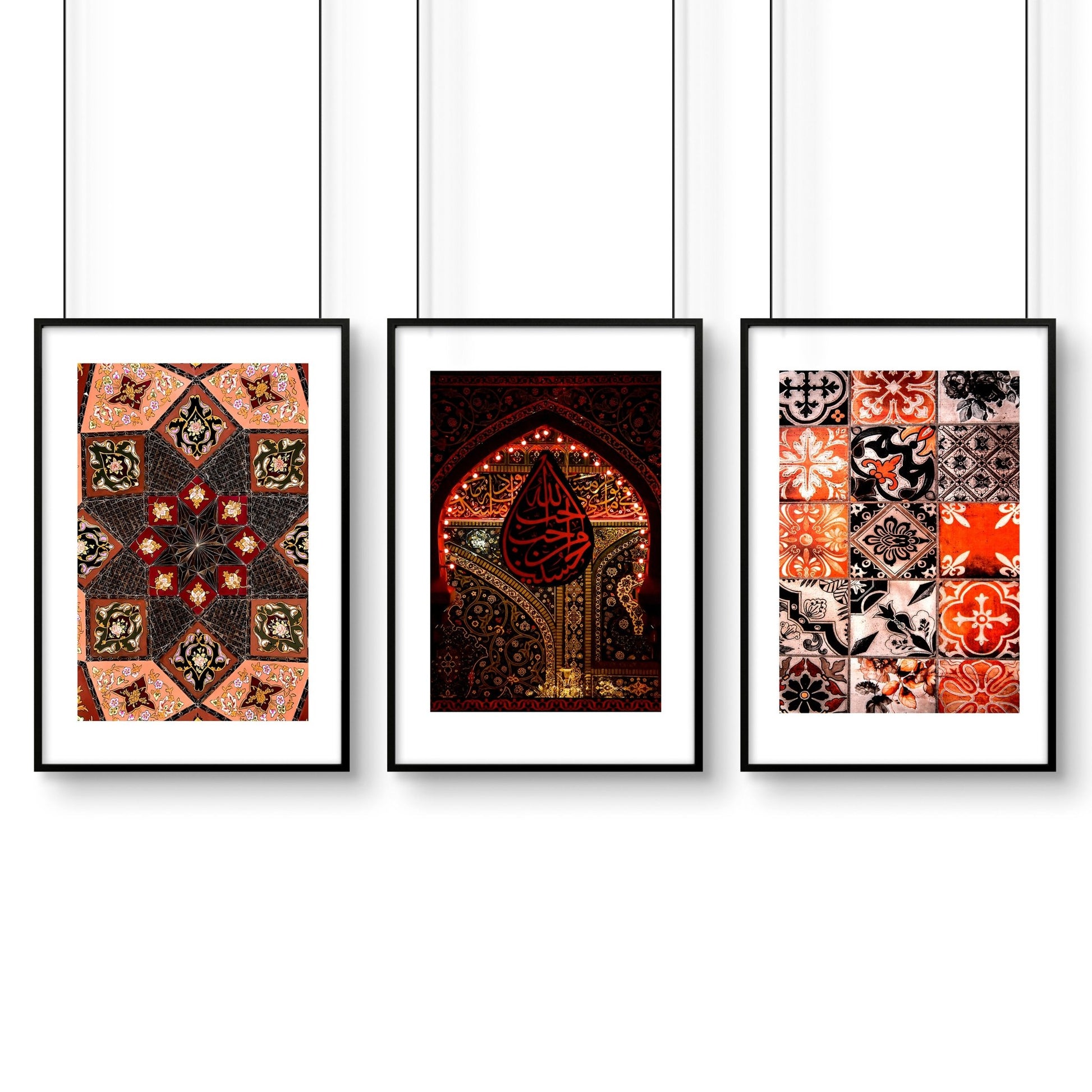 Islamic geometry patterns for bedroom | set of 3 wall art prints