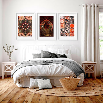 Patrones de geometría islámica para dormitorio | conjunto de 3 impresiones de arte de pared