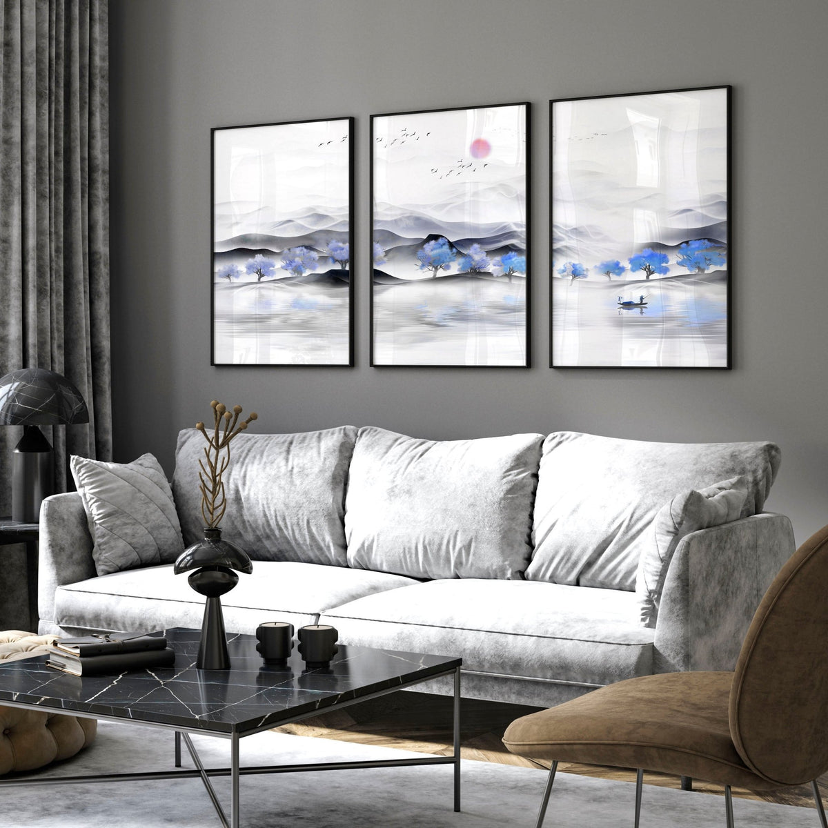 Japandi design - Set of 3 living room wall art | About Wall Art