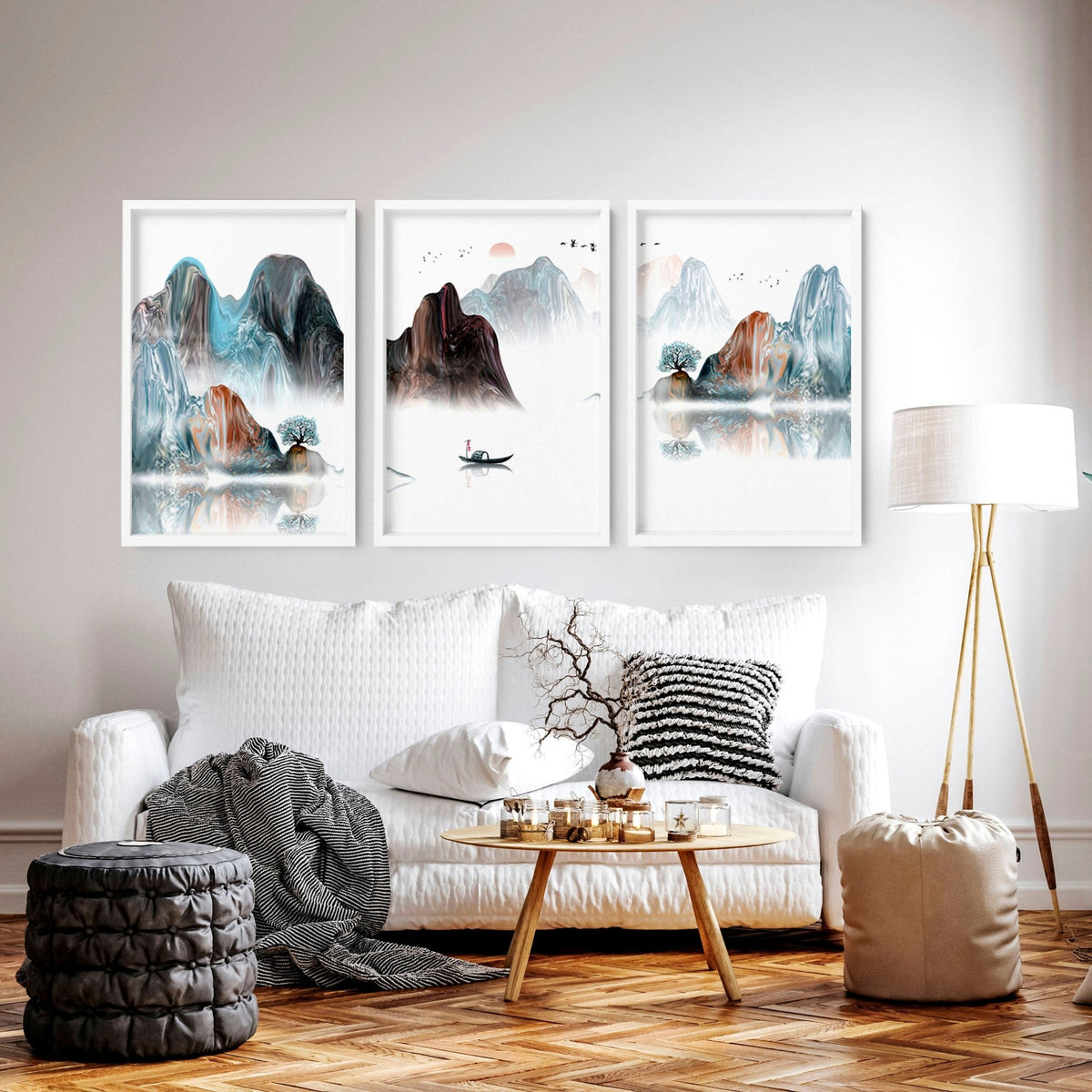 Japandi Wall Art Set of 3 | Living Room Prints