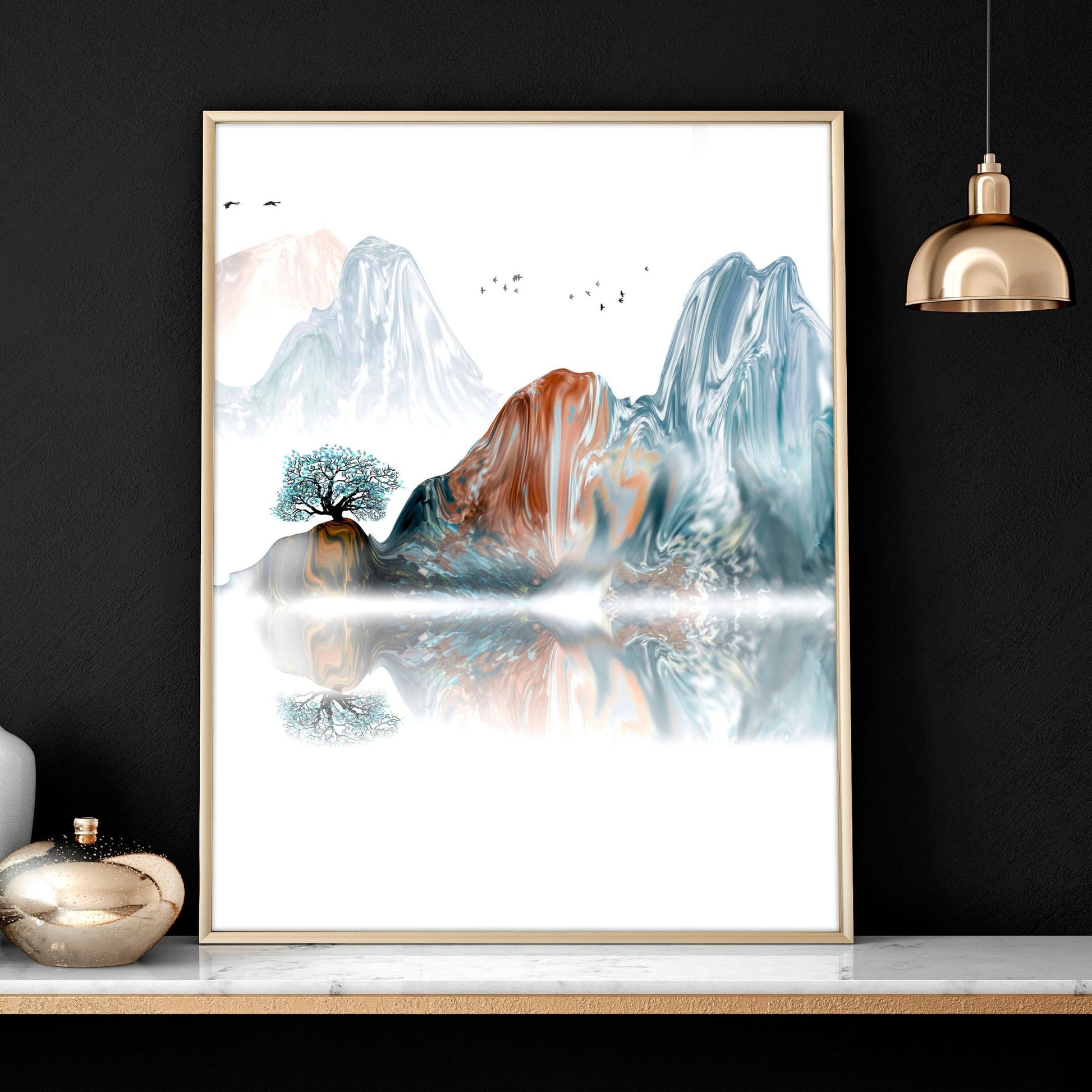 Japandi interior design | set of 3 wall art prints for Living room - About Wall Art