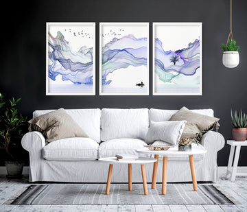 Japandi living room pictures for walls | set of 3 art prints - About Wall Art