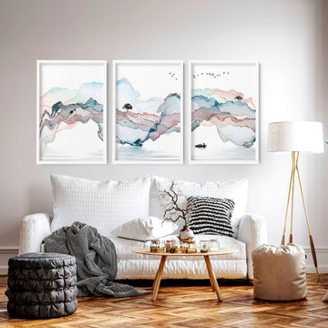 Japandi wall art living room | set of 3 art prints - About Wall Art