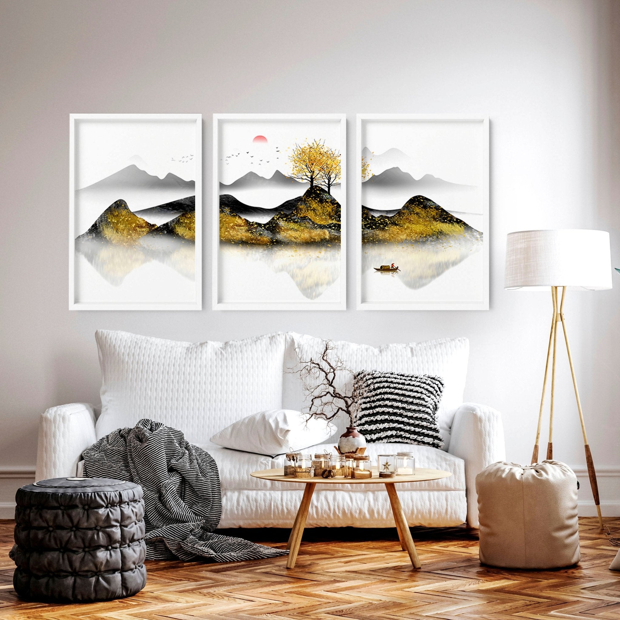 Japandi wall art - set of 3 framed wall art