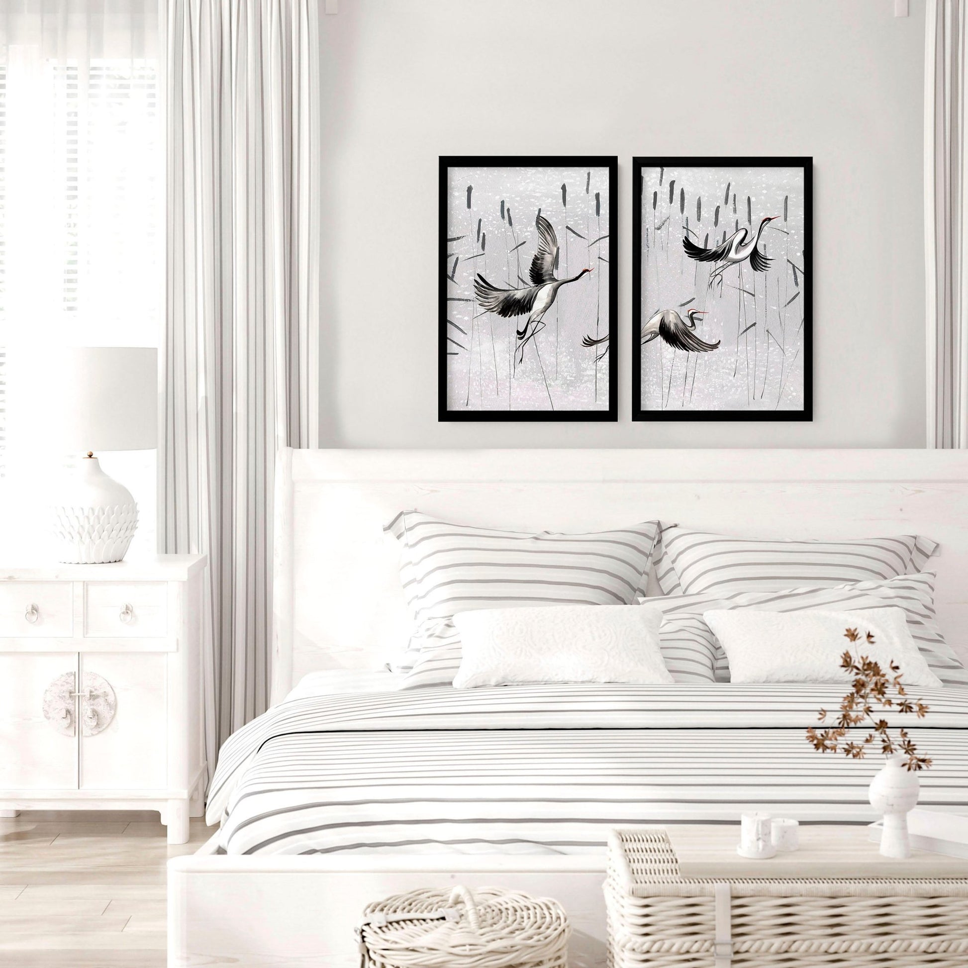 Japanese Art for bedrooms | set of 2 wall art prints