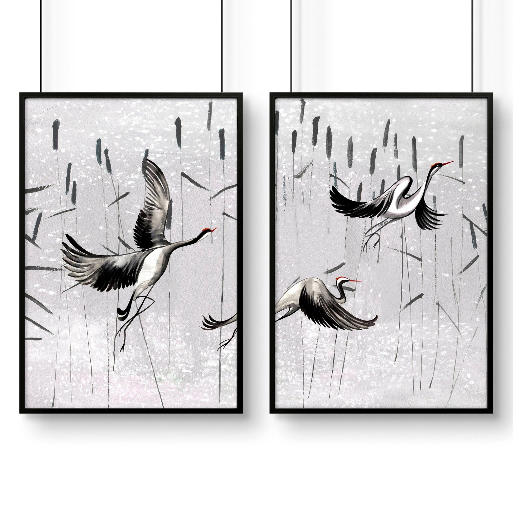 Japanese Art for bedrooms | set of 2 wall art prints