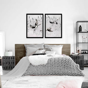Art for bedrooms | set of 2 Japanese wall art prints