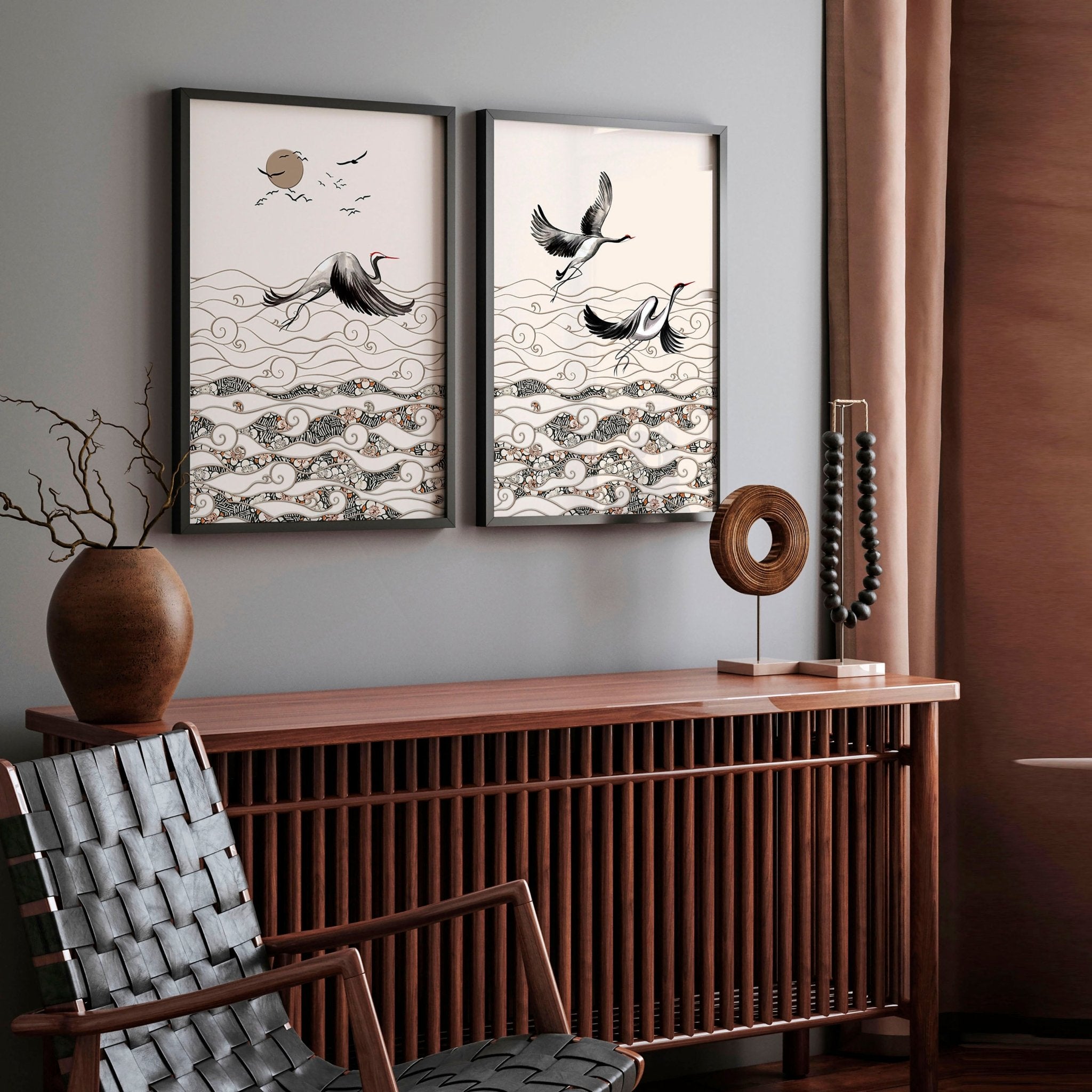 Japanese art print | Set of 2 wall art prints for living room