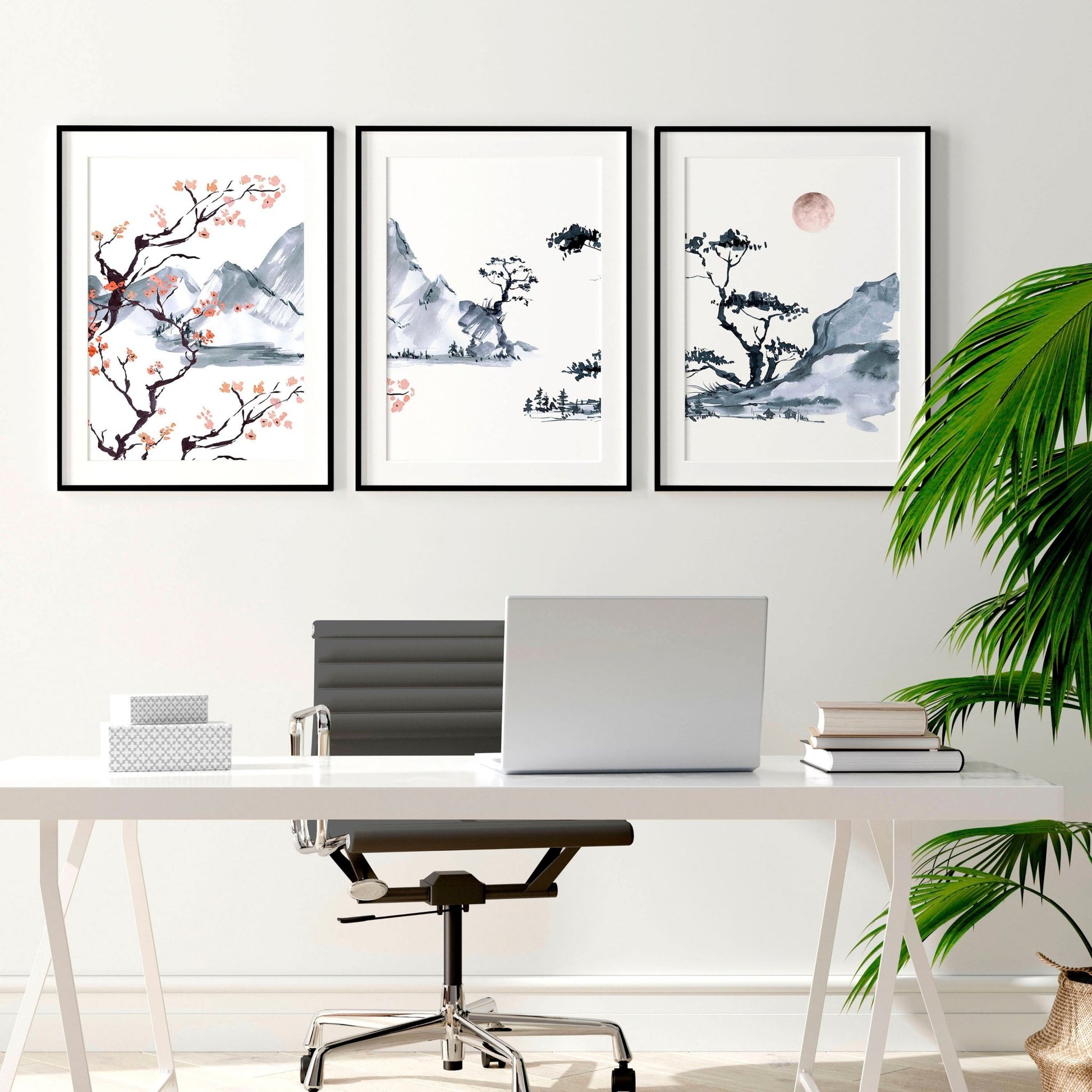 Japanese Cherry Blossom Art | set of 3 wall art prints - About Wall Art