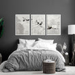 Japanese crane art | set of 3 Bedroom wall prints