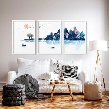 Japanese Framed wall art for living room | set of 3 wall art prints - About Wall Art