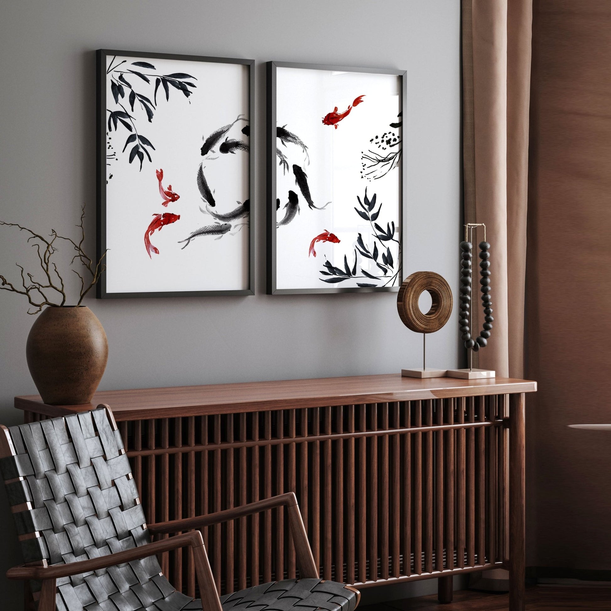 Japanese Koi wall art | set of 2 wall art prints - About Wall Art